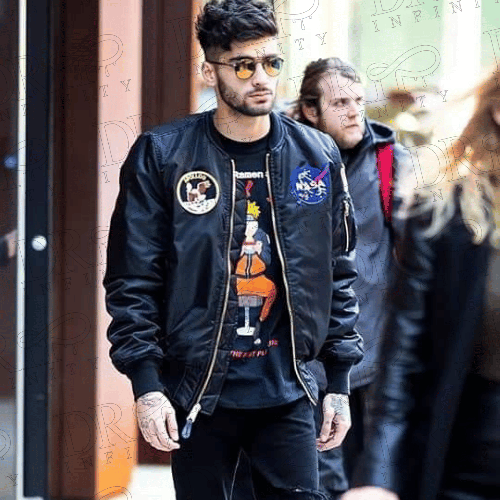 DRIP INFINITY: Zain Malik Black NASA Bomber Jacket
