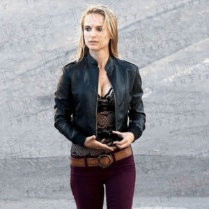 DRIP INFINITY: Natalie Portman Black Biker Leather Jacket