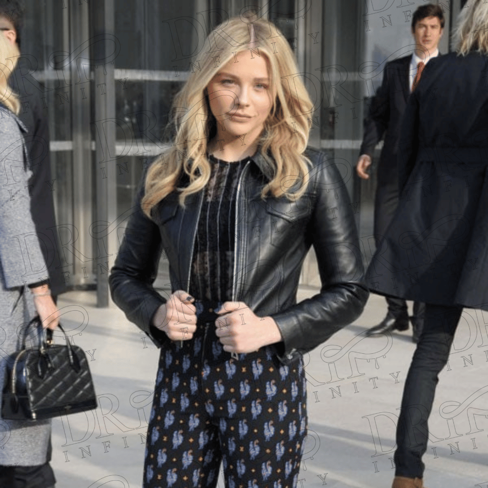 DRIP INFINITY: Chloe Moretz Biker Leather Jacket