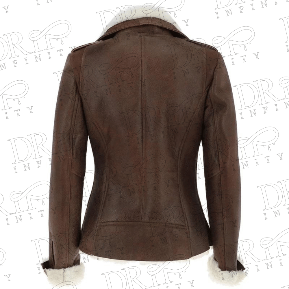 DRIP INFINITY: Women's Dark Brown Shearling Leather Jacket (Back)