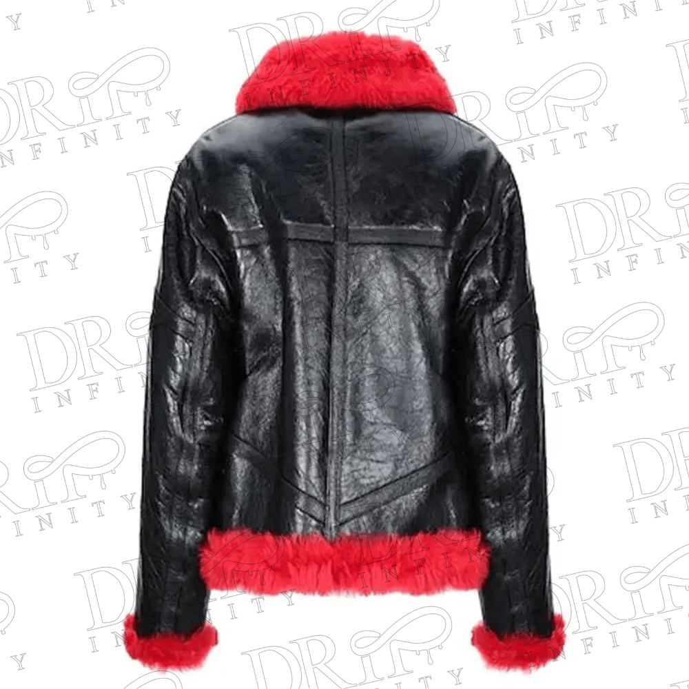 DRIP INFINITY: Women's Alexander McQueen Aviator Red Shearling Jacket (Back)