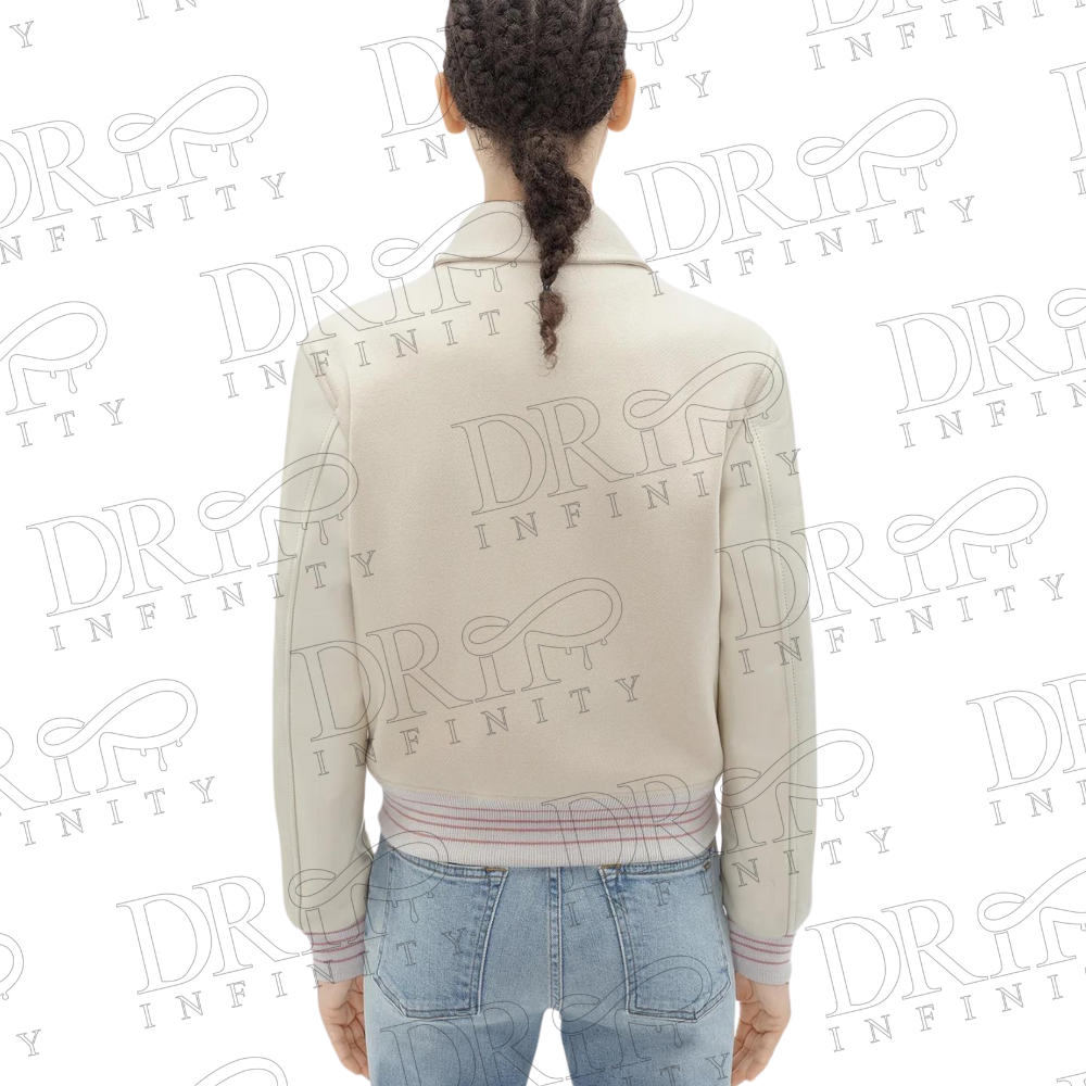 DRIP INFINITY: Women's Cream Bones Varsity Jacket (Back)