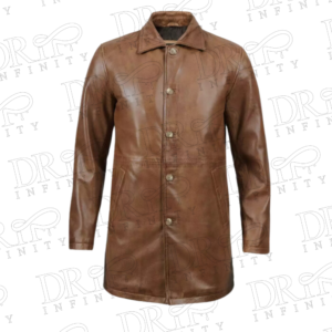 DRIP INFINITY: Men's Camel Brown Length Leather Coat