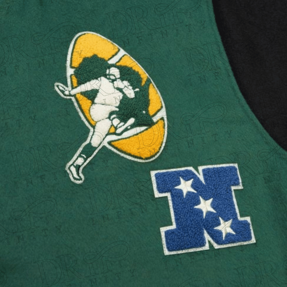 DRIP INFINITY: Women's Green & Black Varsity Jacket