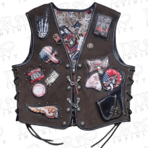 DRIP INFINITY: Vintage Brown Genuine Horsehide Vest