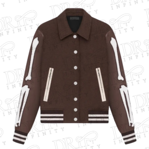 DRIP INFINITY: Women's Chocolate Brown Bones Varsity JacketÂ