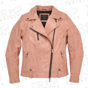 DRIP INFINITY: Women's Dusty Pink Vixen Lane Leather Riding Jacket