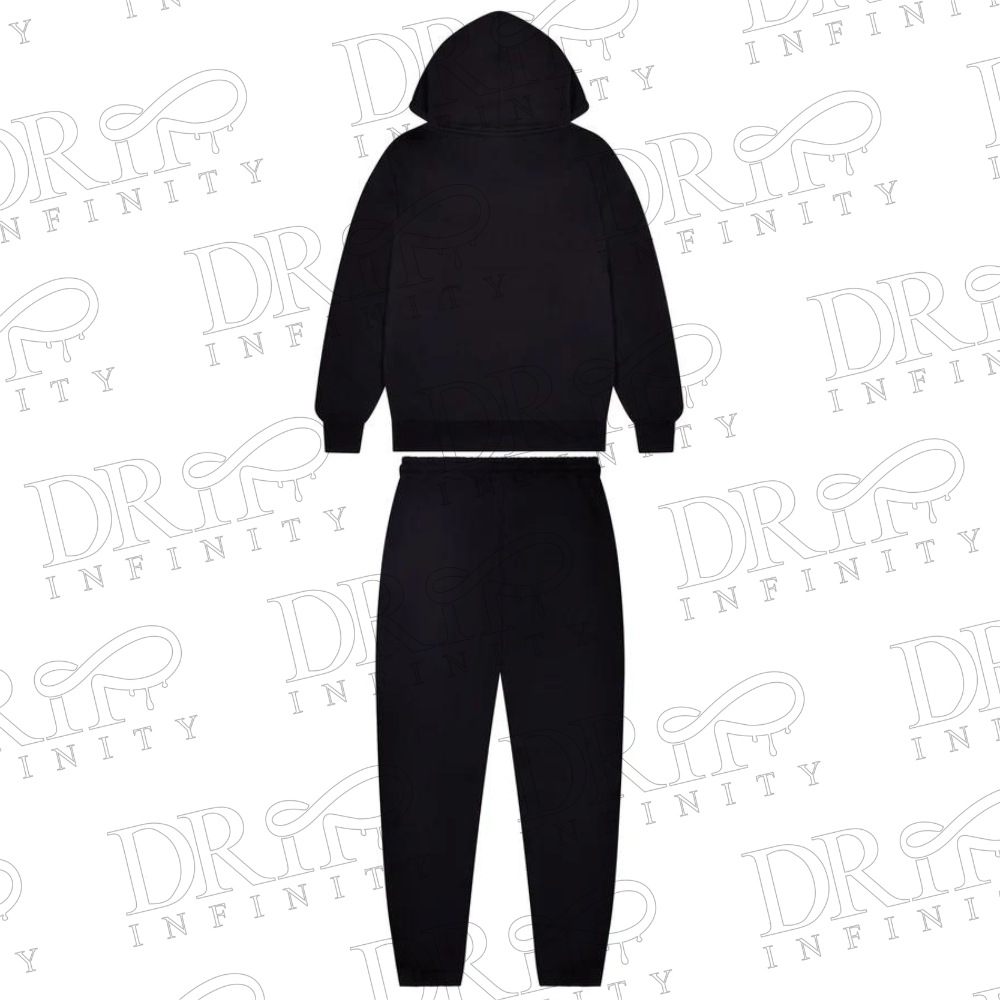 DRIP INFINITY: Men's Black Hyperdrive Embroidered Tracksuit (Back)