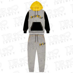 Drip Infinity: Men's Grey Marl & Yellow Script Tracksuit