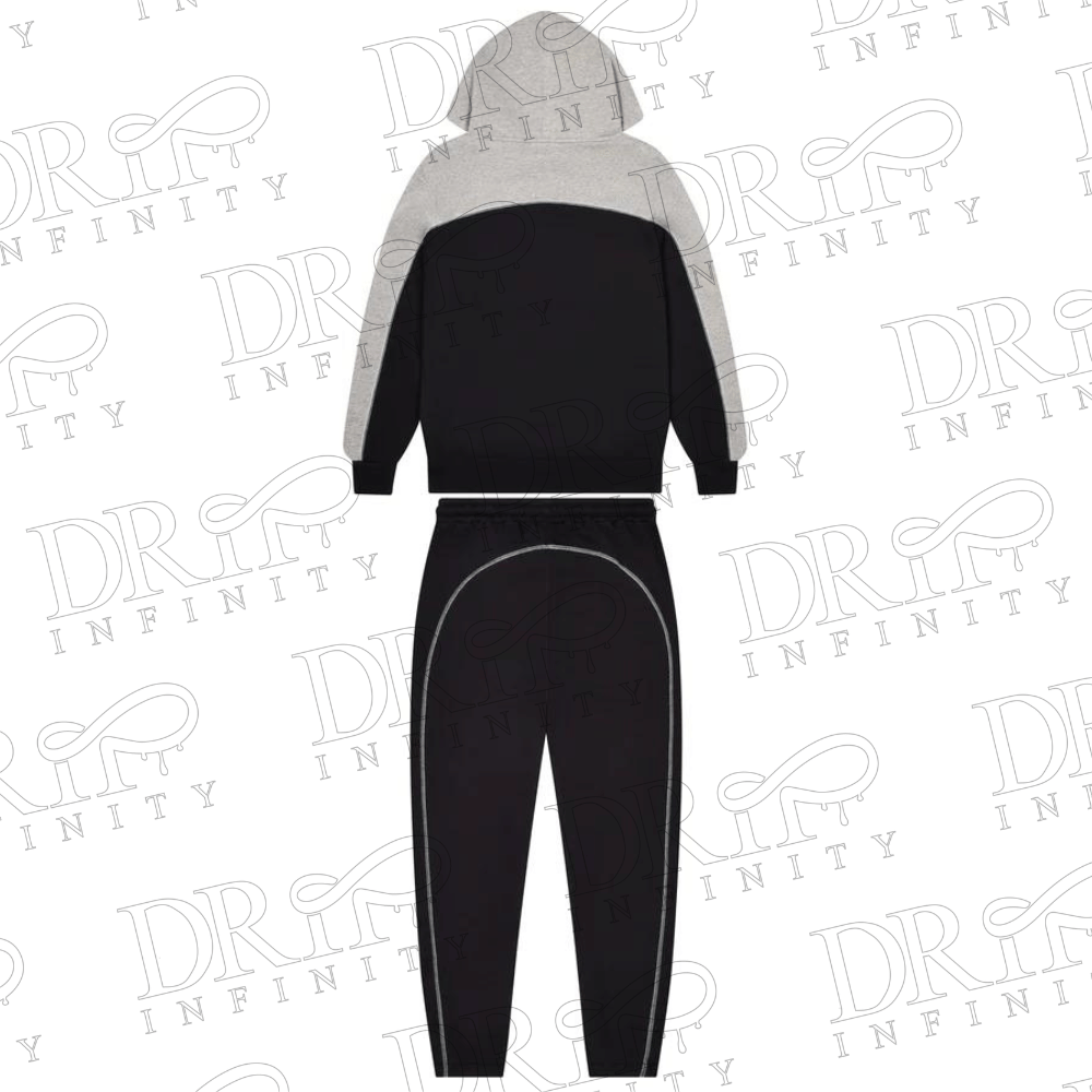 Drip Infinity: Men's Black & Grey Irongate Chenille Arch Hooded Tracksuit (Back)