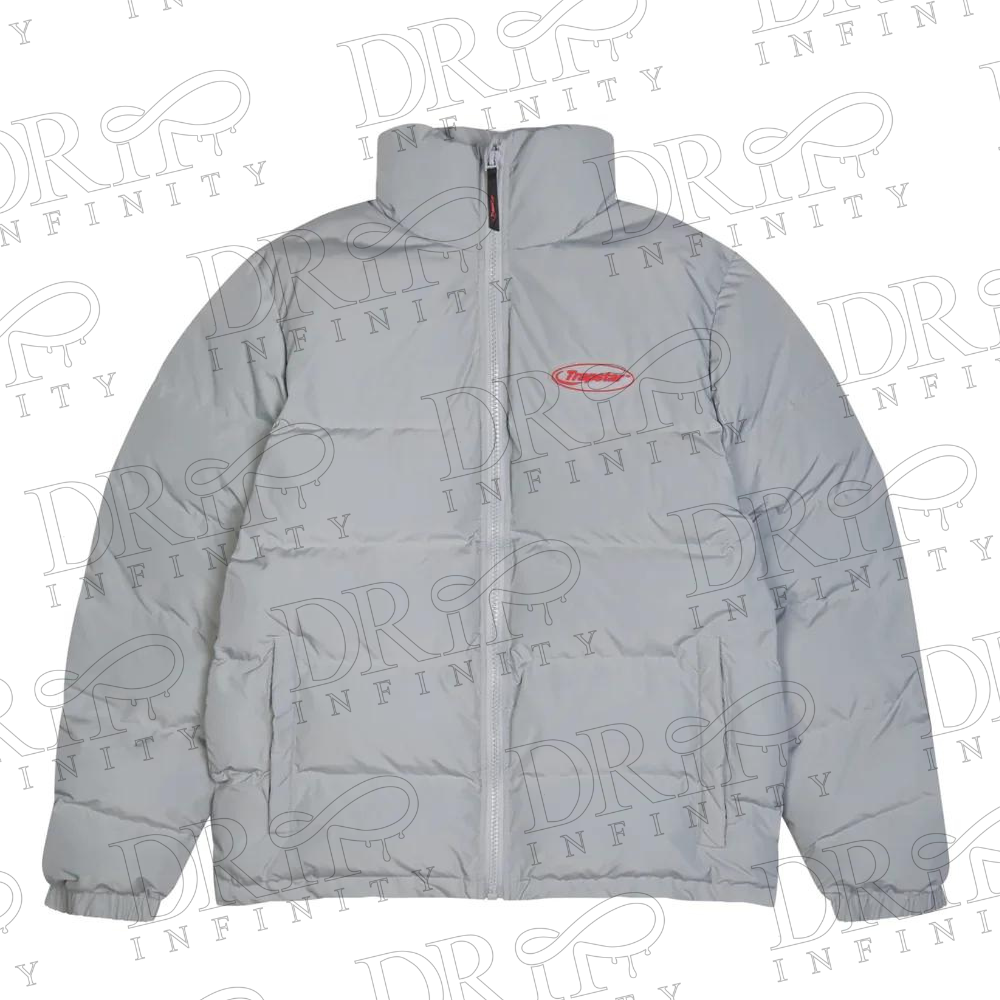 DRIP INFINITY: Trapstar Hyperdrive Puffer Jacket (Light Grey/Red)
