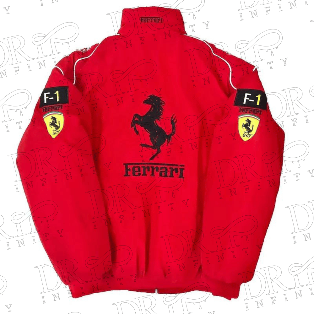 DRIP INFINITY: Ferrari Nascar F1 Racing Red Vintage Bomber Jacket (Back)