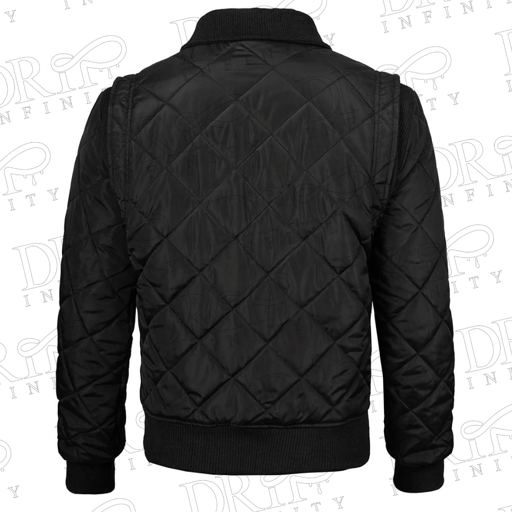 DRIP INFINITY: Men's Daxton Black Satin Bomber Jacket (Back)