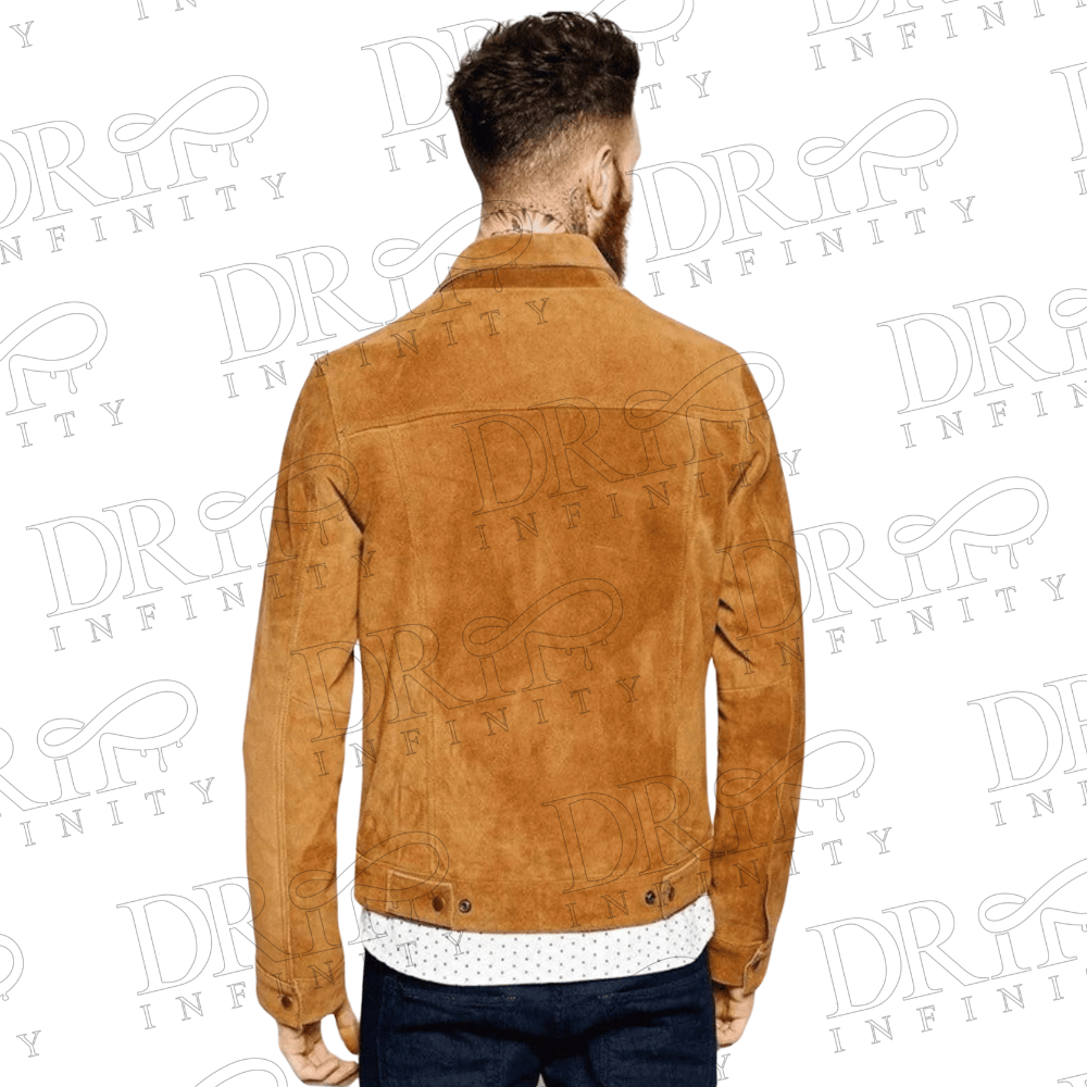 DRIP INFINITY: Men's Brown Suede Leather Jacket (Back)