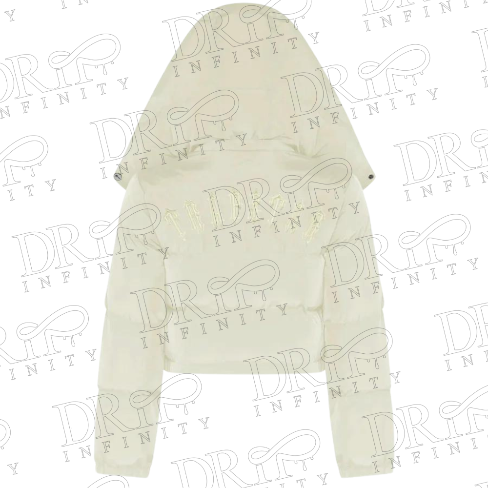 DRIP INFINITY: Women's Cream Trapstar Irongate Hooded Puffer Jacket (Back)