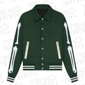 DRIP INFINITY: Women's Green Bones Wool Varsity Jacket
