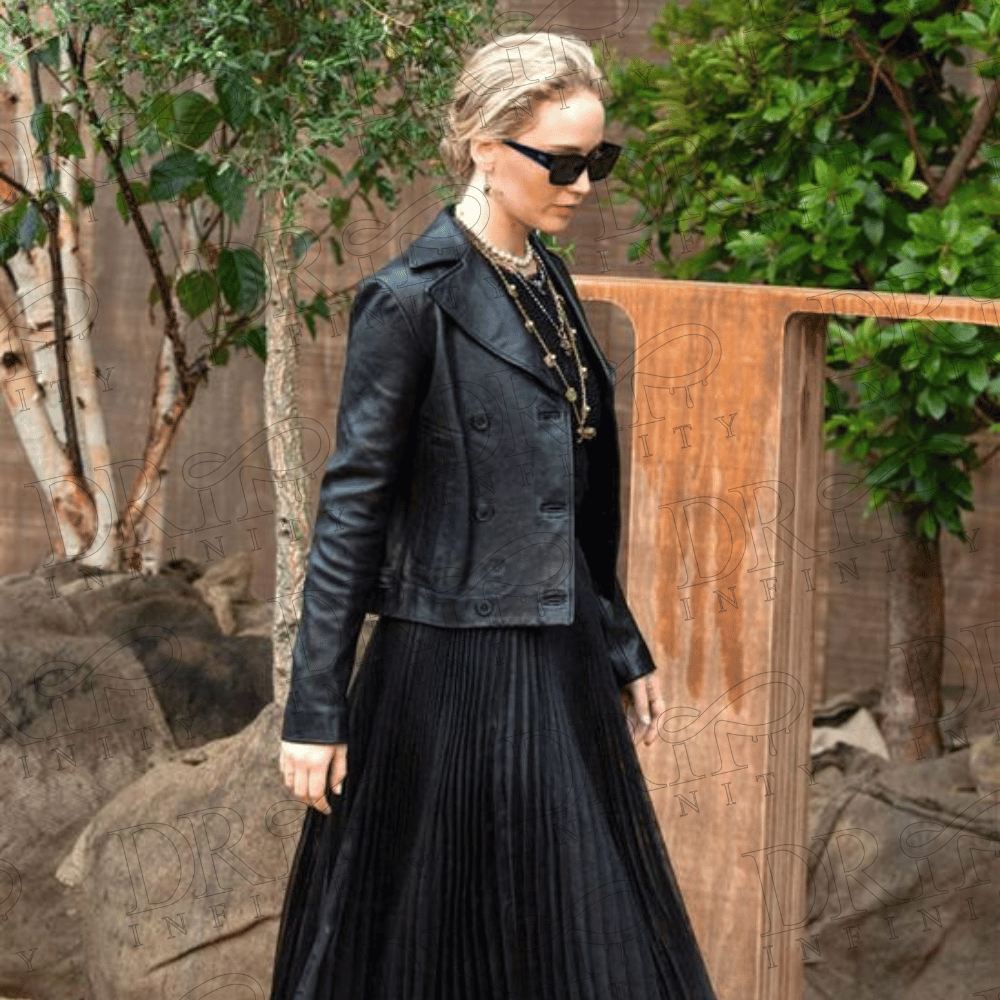 DRIP INFINITY: Jennifer Lawrence Black Leather Jacket