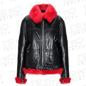 DRIP INFINITY: Women's Alexander McQueen Aviator Red Shearling Jacket