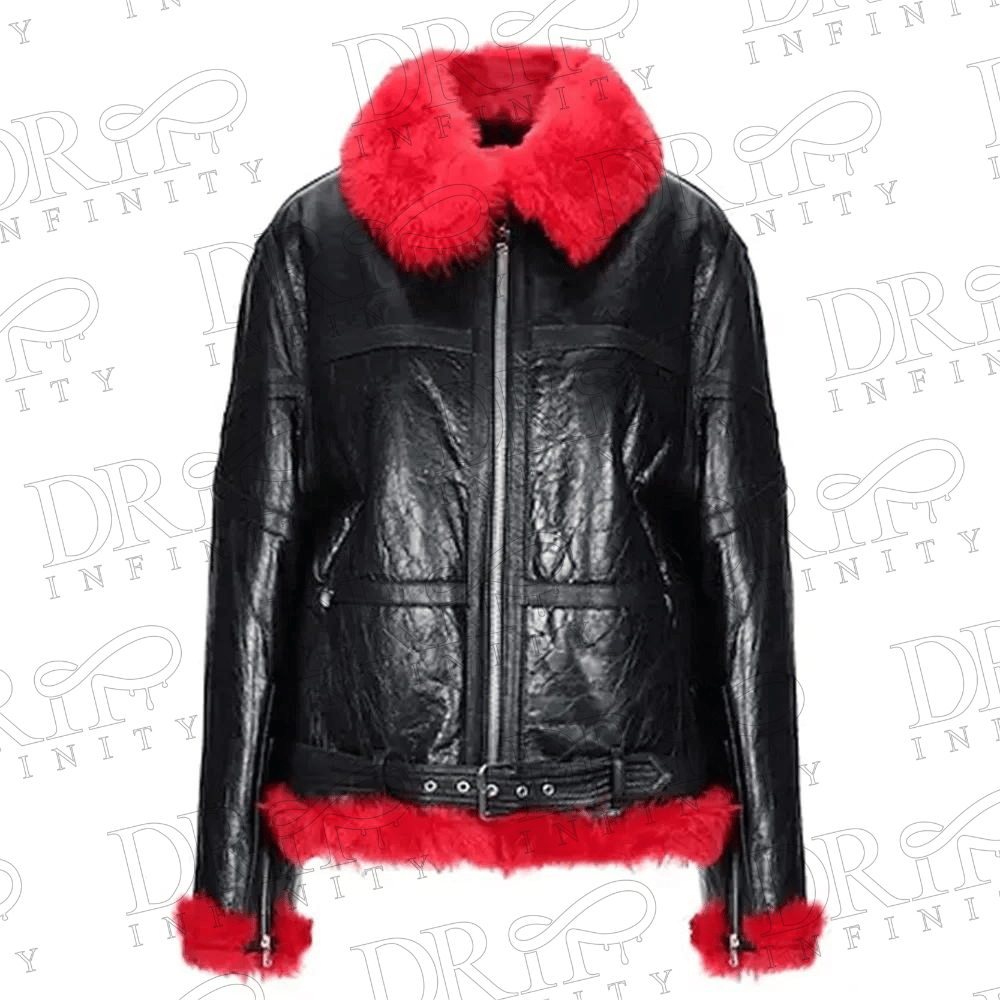 DRIP INFINITY: Women's Alexander McQueen Aviator Red Shearling Jacket