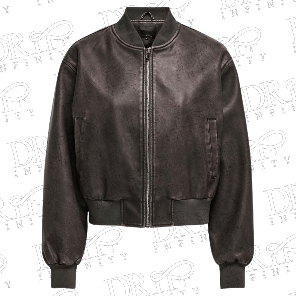 DRIP INFINITY: Women's Chestnut Brown Bomber Leather Jacket