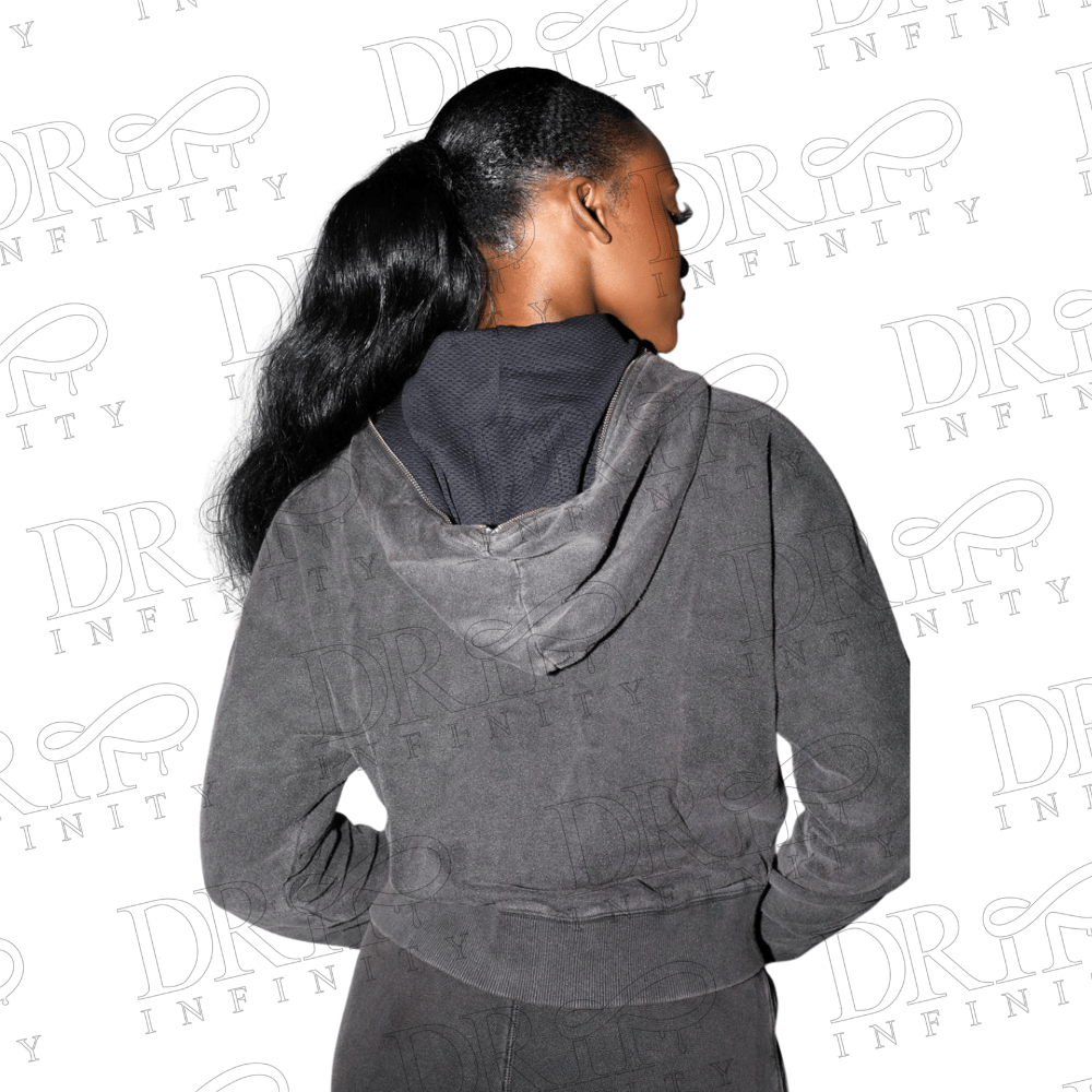DRIP INFINITY: Women’s Washed Black & Purple Script Tracksuit (Back)