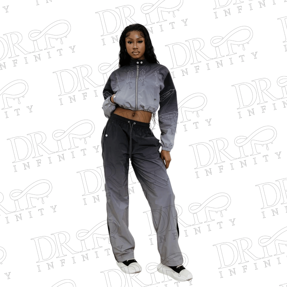 DRIP INFINITY: Women’s Arch Windbreaker Black & Grey Tracksuit