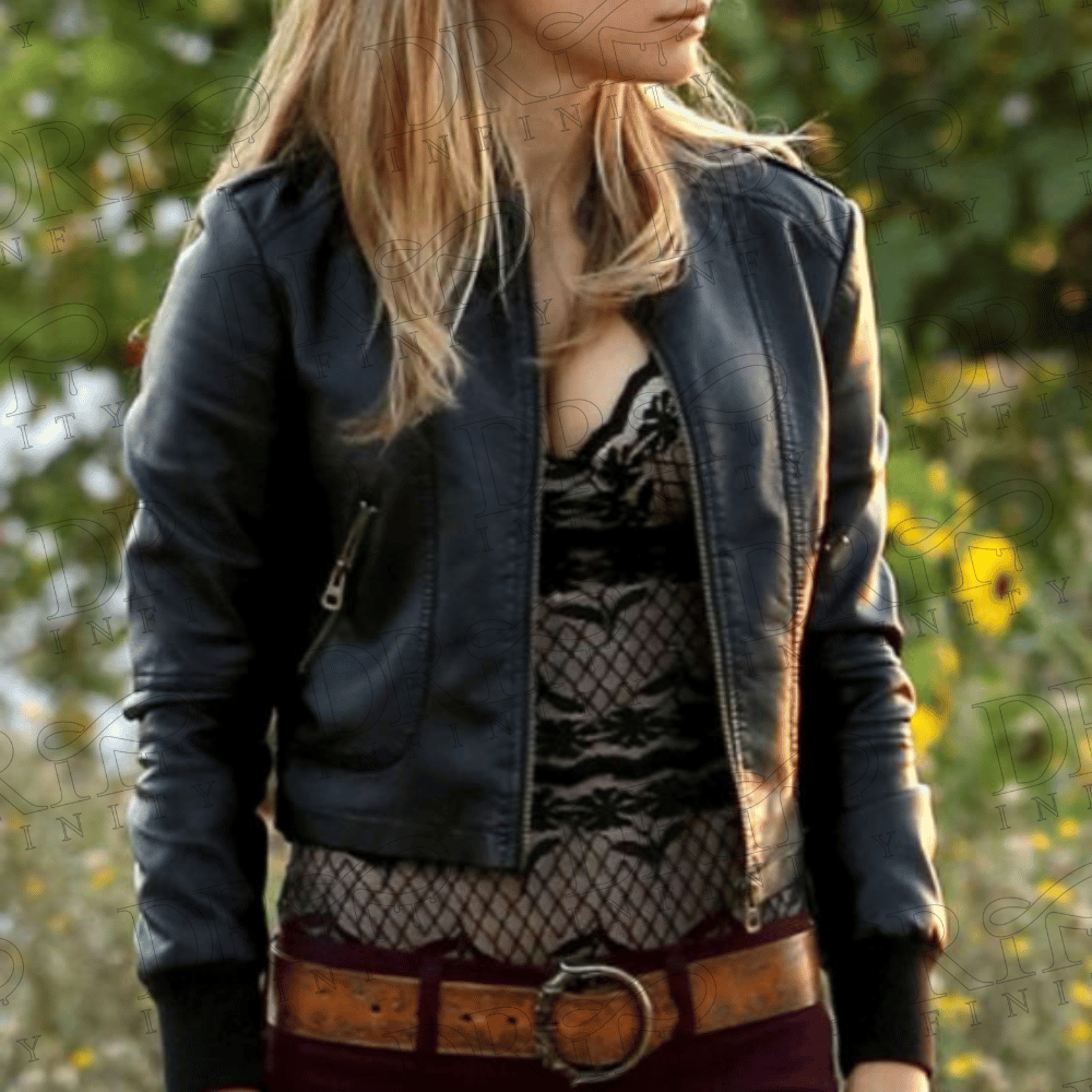 DRIP INFINITY: Natalie Portman Black Biker Leather Jacket