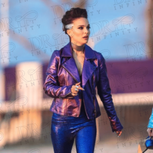 DRIP INFINITY: Vox Lux Celeste Montgomery Purple Leather Jacket