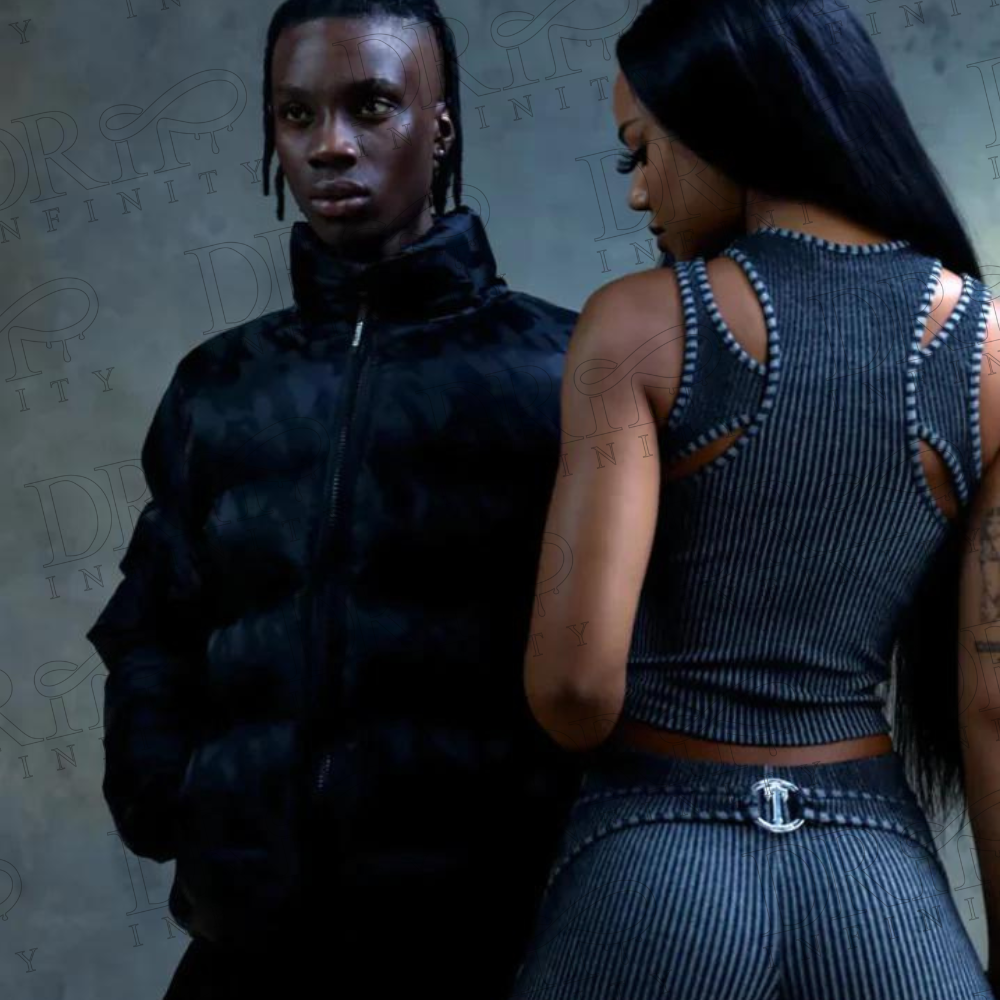 DRIP INFINITY: Trapstar T Black Jacquard Puffer Jacket
