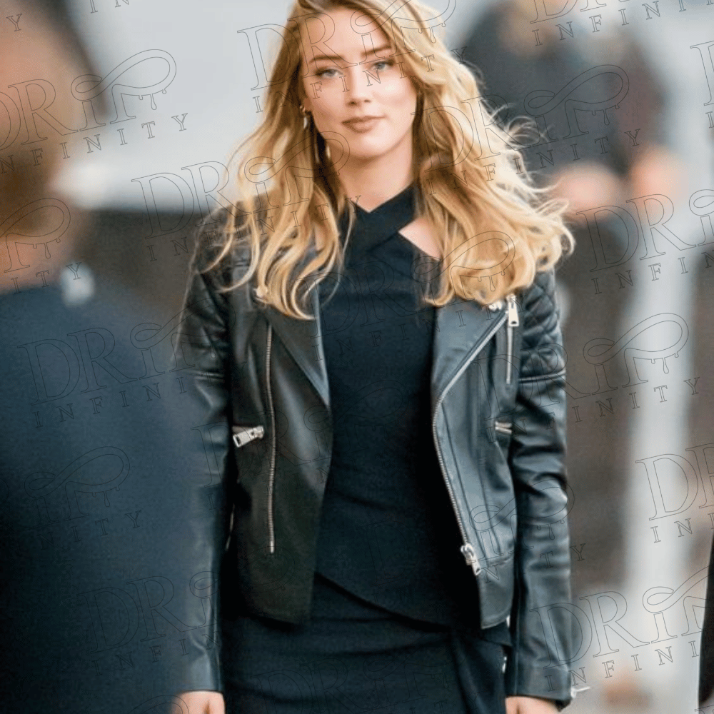 DRIP INFINITY: American Actress Amber Laura Heard Leather Jacket