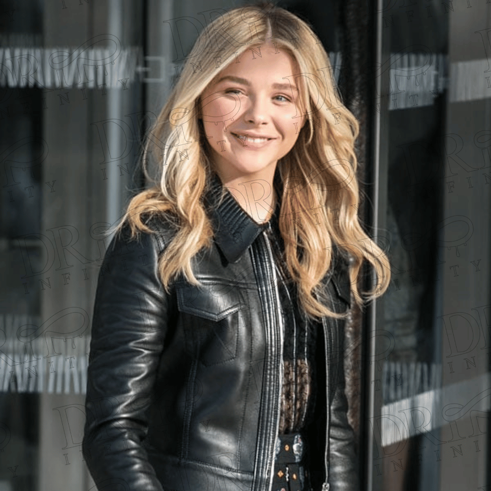 DRIP INFINITY: Chloe Moretz Biker Leather Jacket