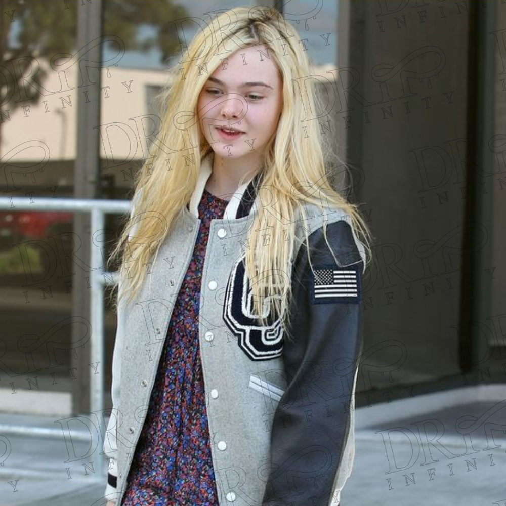DRIP INFINITY: Elle Fanning Varsity Jacket