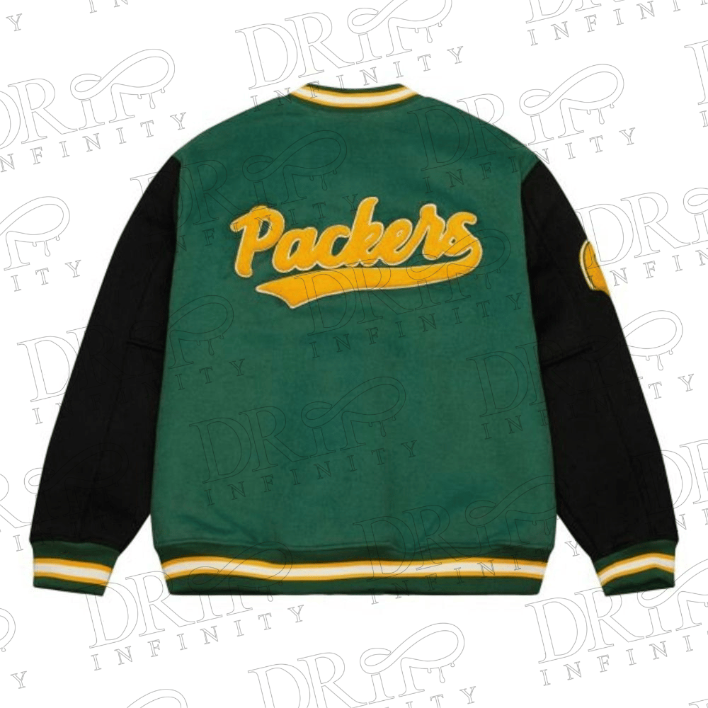 DRIP INFINITY: Women's Green & Black Varsity Jacket (Back)