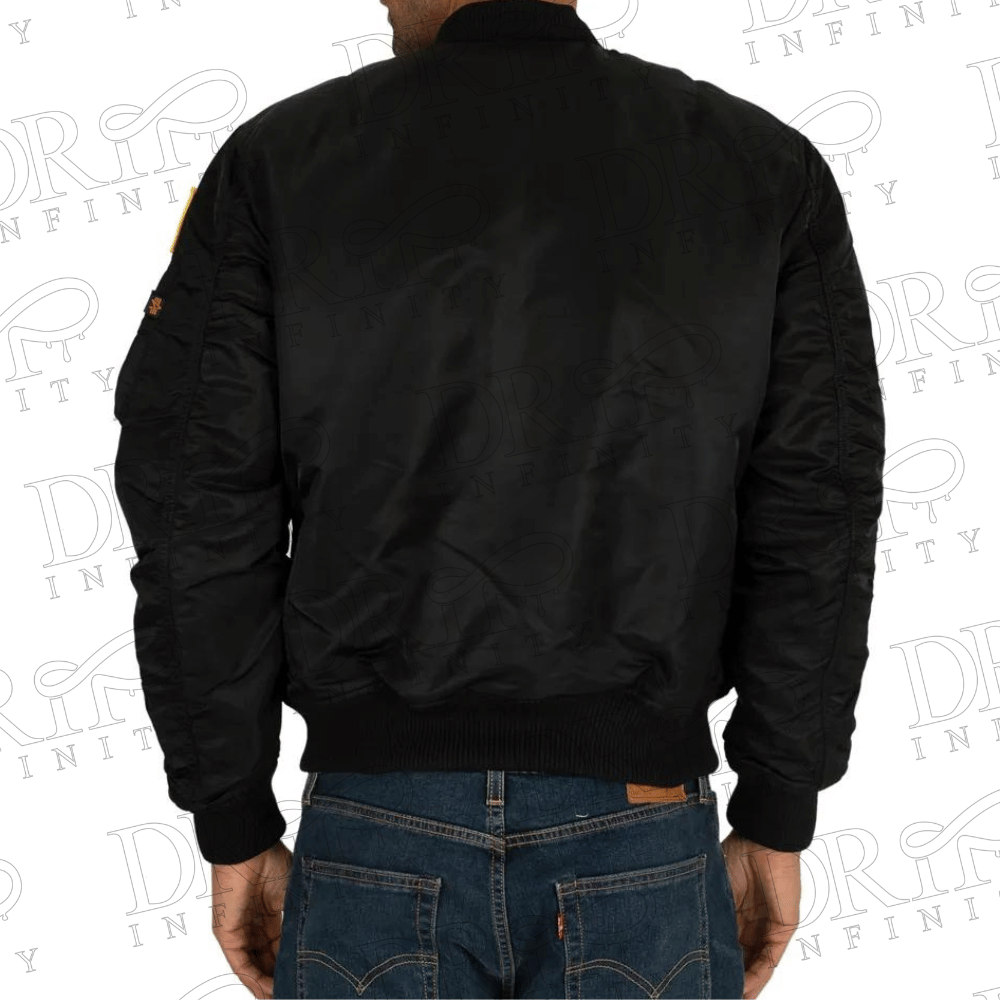 DRIP INFINITY: Zain Malik Black NASA Bomber Jacket (Back)