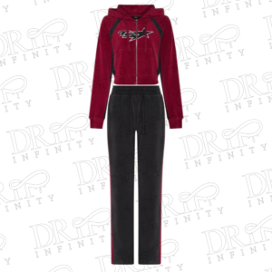 DRIP INFINITY: Women’s Burgundy & Black TS Star Velour Tracksuit