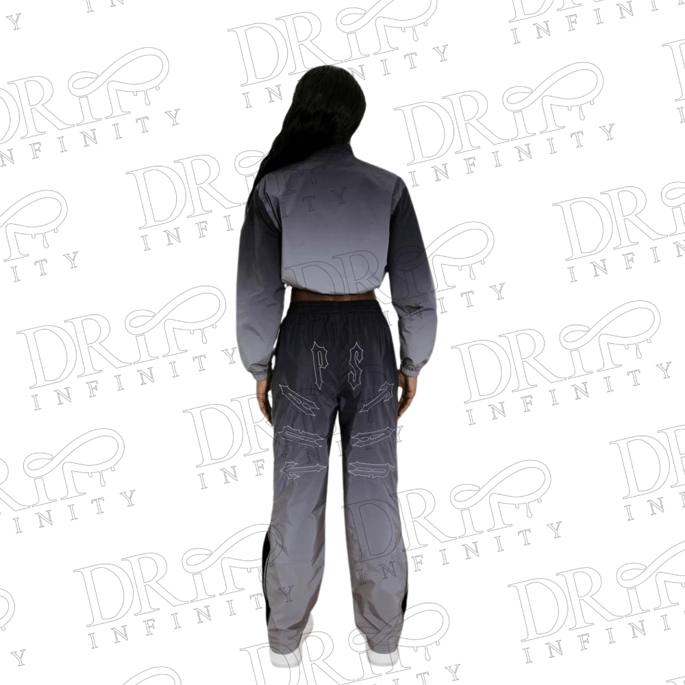 DRIP INFINITY: Women’s Arch Windbreaker Black & Grey Tracksuit (Back)