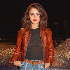 DRIP INFINITY: Selena Gomez Brown Street Wear Jacket