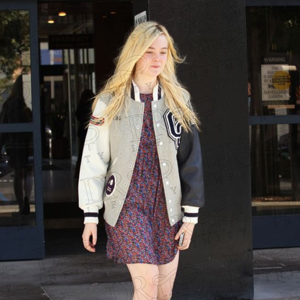 DRIP INFINITY: Elle Fanning Varsity Jacket
