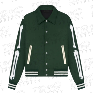 DRIP INFINITY: Men's Green Bones Wool Varsity Jacket