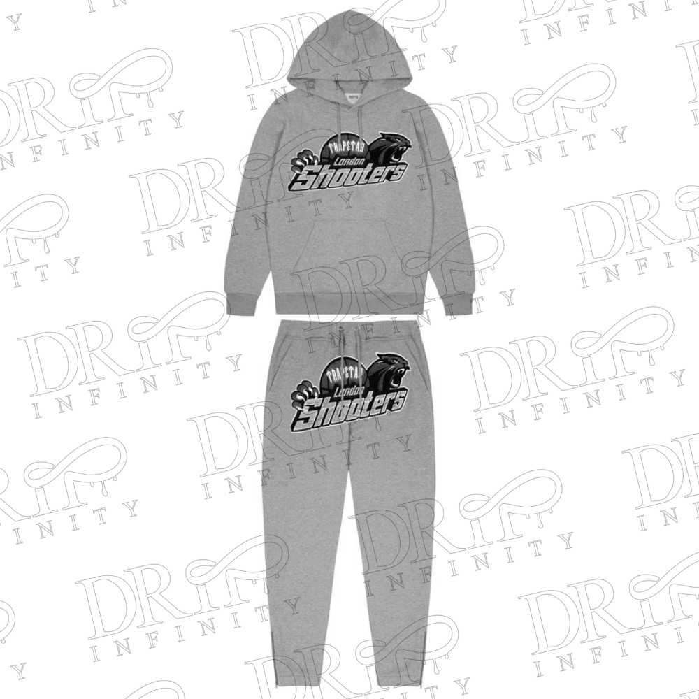 DRIP INFINITY: Men's Grey & Black Shooters Hoodie Tracksuit