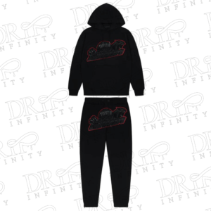 DRIP INFINITY: Men's Black & Red Shooters Hoodie Tracksuit