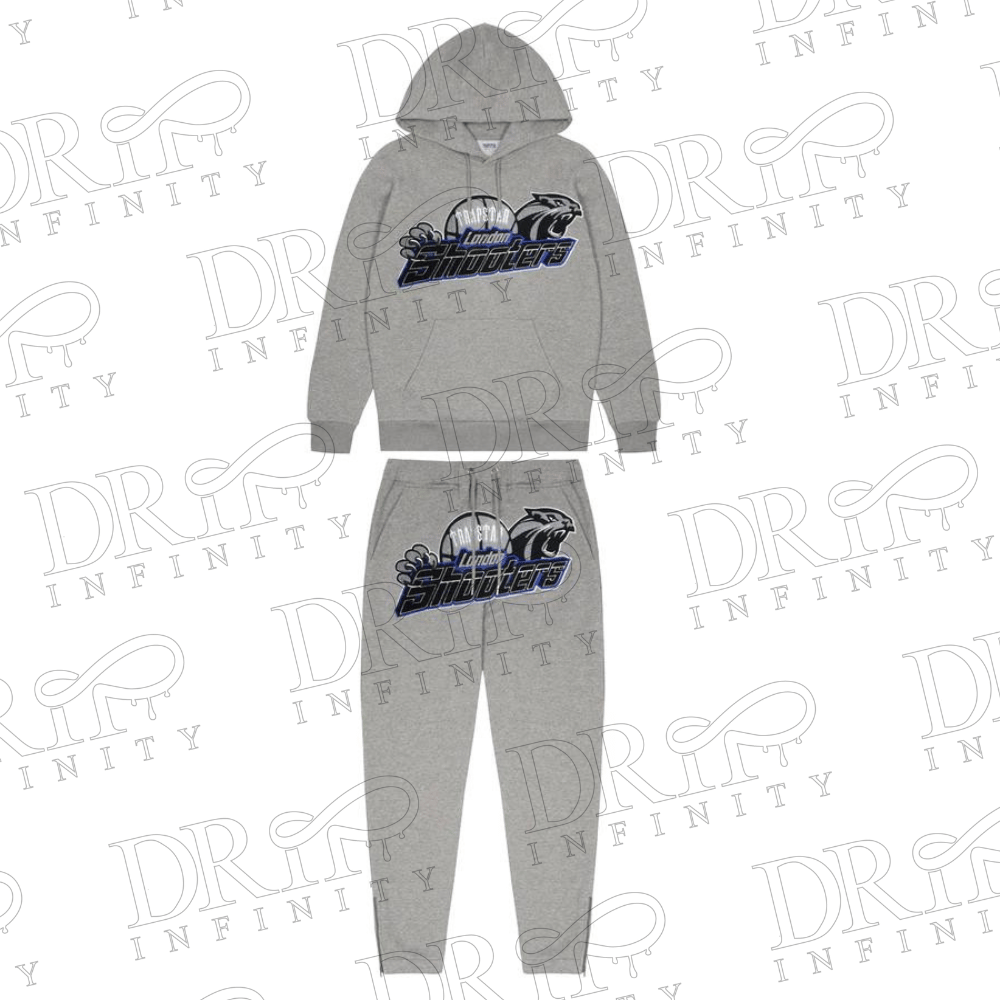 DRIP INFINITY: Men's Grey & Blue Shooters Hoodie Tracksuit