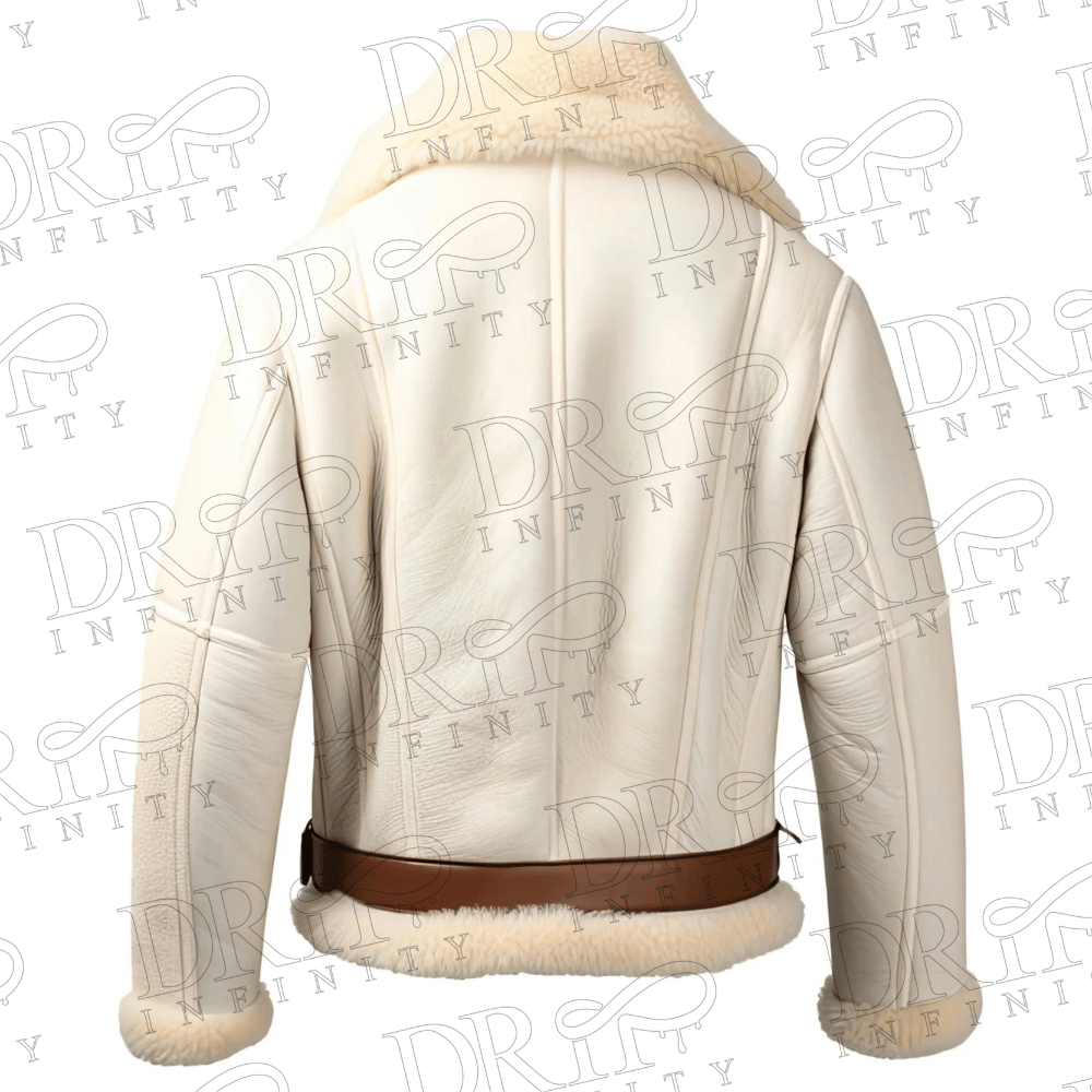 DRIP INFINITY: Men’s Beige Sherpa Shearling Aviator Classic Pilot Lambskin Leather Jacket (Back)