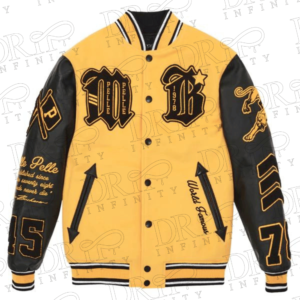 DRIP INFINITY: Pelle Pelle World Famous Gold & Black Varsity Jacket