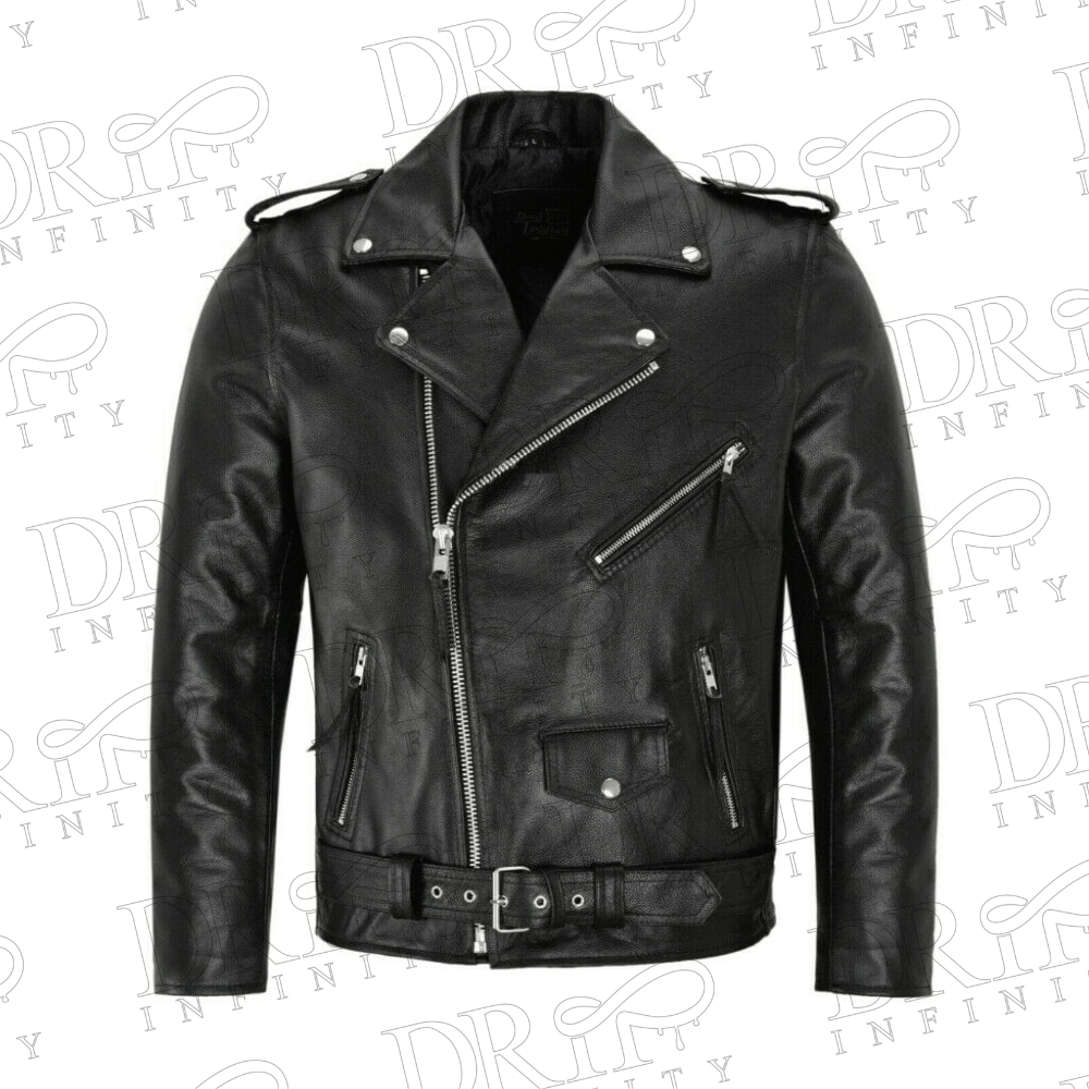 DRIP INFINITY: Men's Motorcycle Perfect Black Cow hide Biker Jacket