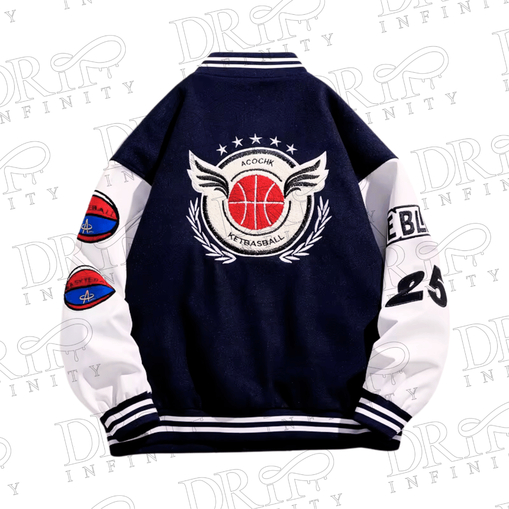 DRIP INFINITY: Men's Windproof Baseball Varsity Jacket (Back)
