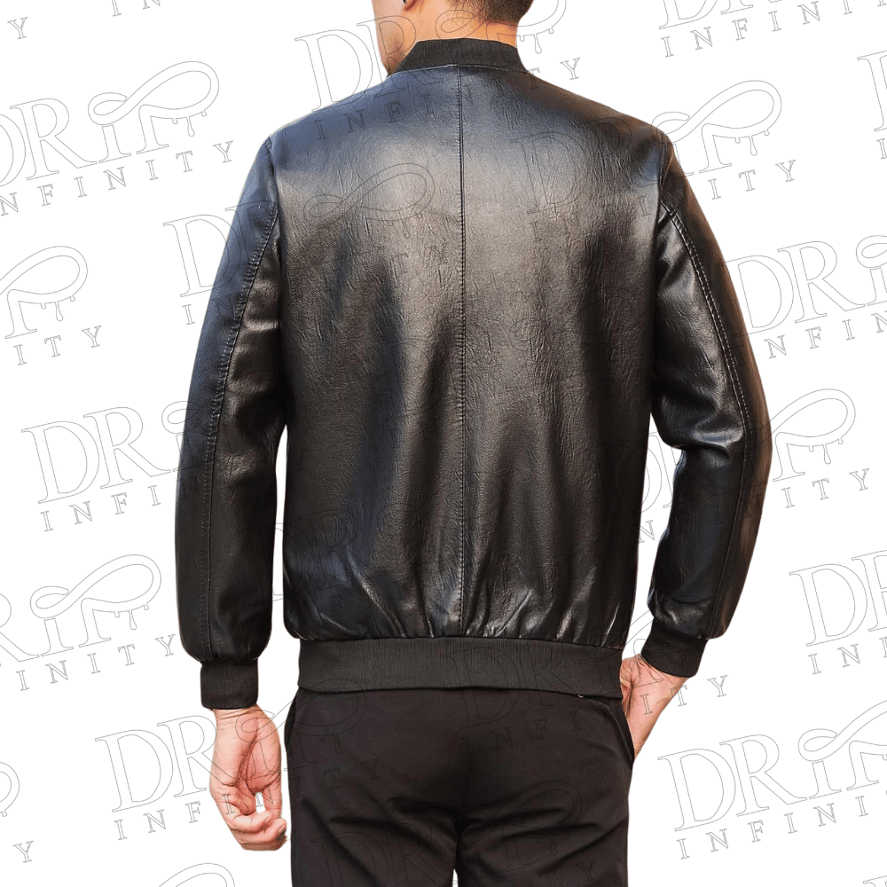 DRIP INFINITY: Men’s Genuine Leather Bomber Jacket (Back)