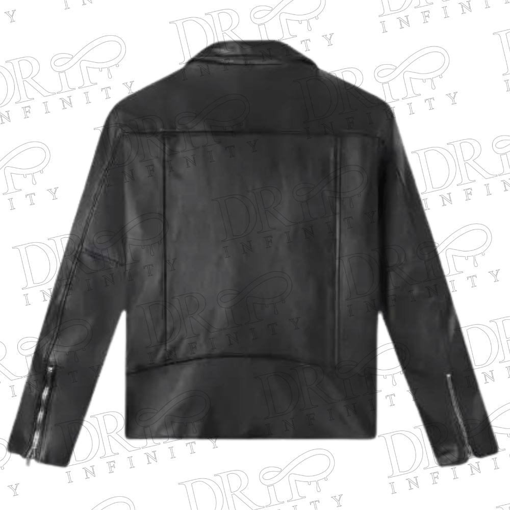 DRIP INFINITY: Men’s Classic Black Biker Leather Jacket (Back)
