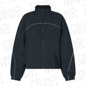DRIP INFINITY: Women's Navy Nylon Piping Cropped Bomber Jacket