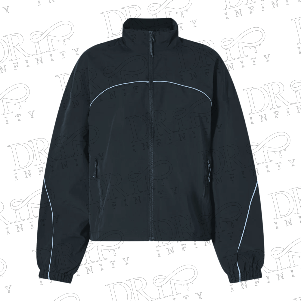 DRIP INFINITY: Women's Navy Nylon Piping Cropped Bomber Jacket
